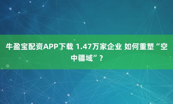 牛盈宝配资APP下载 1.47万家企业 如何重塑“空中疆域”？