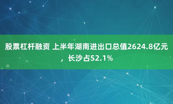 股票杠杆融资 上半年湖南进出口总值2624.8亿元,长沙占52.1%