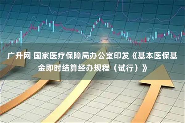 广升网 国家医疗保障局办公室印发《基本医保基金即时结算经办规程(试行)》