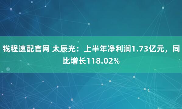 钱程速配官网 太辰光:上半年净利润1.73亿元,同比增长118.02%